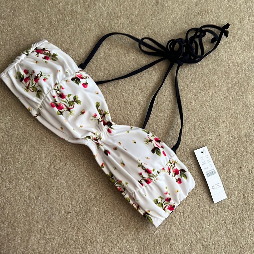 J Crew Strawberry Print Bandeau Bikini Top